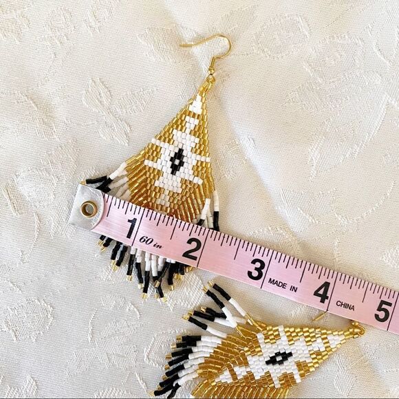 Handmade Miyuki Beaded Fringe Boho Earrings - Picture 4 of 12